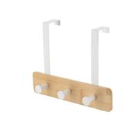 Tendance - Patère Bambou/Métal 3 Crochets - Bambou/Blanc - Salle de Bain - Patères. Portes Serviteur et Porte Manteau