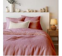 Tendance Perso - Parure de couette 100% PUR LIN Couleur Vieux Rose - Housse de couette 140x200 et 1 taie 63x63 carrée, Lin prélavé