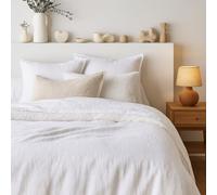 Tendance Perso - Parure de Couette 100% Pur Lin lavé Blanc - Housse de Couette 140x200 cm + 1 Taie 63x63 cm - Linge de Lit en Lin Naturel, Élégant et Respirant