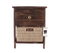 Tendance - Petit meuble paulownia/mdf 1 tiroir bouton or et 1 panier papier - marron/naturel