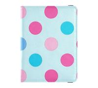 Tendance Polka Dot Pêche Bleu Cuir Porte-passeport Couverture Portefeuille pour Voyage Documents de Voyage Organisateur Protecteur Passeport Couverture pour Femmes Imperméable, Tendance Polka Dot
