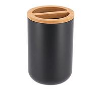 TENDANCE Porte Brosse à Dents Noir avec Couvercle Bambou