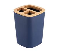 Tendance Porte-brosses à Dents en ABS et Bambou Bleu 7,5 x 7,5 x 10,5 cm