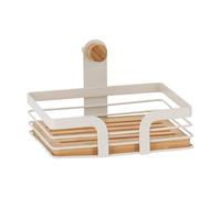 Tendance - Porte savon a accrocher sur structure metal bambou - blanc mat