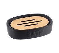 Tendance - Porte Savon Dolomite Bath - Noir/Bambou - Salle de Bain - Accessoire Salle de Bain à Poser