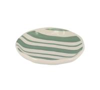 Tendance - Porte-savon en grès rayé - vert sauge