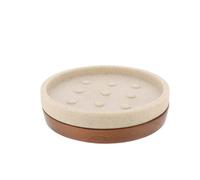 TENDANCE - Porte Savon en Polyrésine - Naturel/Acacia - Salle de Bain - Accessoire Salle de Bain à Poser