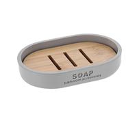 TENDANCE - Porte Savon polyresine - Gris Clair Bambou