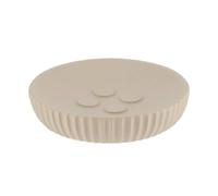 TENDANCE - Porte Savon Polyrésine Rond Striée - Taupe - Salle de Bain - Accessoire Salle de Bain à Poser