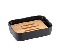 Tendance - Porte savon rubber + abs et bambou - noir