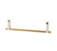Porte-Serviettes 1 Barre en Bambou avec lanières Blanc Mat en Simili Cuir sur Sticker - TENDANCE