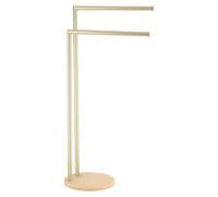 Tendance - Porte Serviettes Métal et Polyrésine 2 Barres - Travertin - Salle de Bain - Petit Mobilier