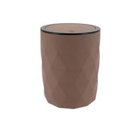 TENDANCE Poubelle de salle de bain 6L avec couvercle à bascule - Marron et noir