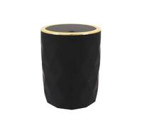TENDANCE Poubelle de salle de bain 6L avec couvercle à bascule - Noir et doré