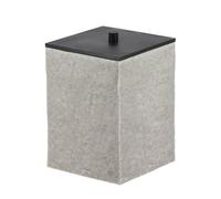 Tendance - Poubelle carree en polyresine effet pierre et couvercle bambou noir mat 5l - gris