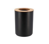 TENDANCE Poubelle de salle de bain 5L Noir avec couvercle Bambou