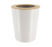 TENDANCE Poubelle de salle de bain 5L en métal Blanc avec couvercle en Bambou