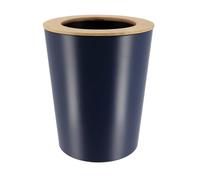 TENDANCE Poubelle de salle de bain 5L en métal Bleu marine avec couvercle en Bambou