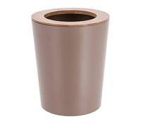 Tendance - Poubelle metal evasee avec couvercle bambou 5l - cappuccino/bambou