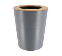 TENDANCE Poubelle de salle de bain 5L en métal Gris avec couvercle en Bambou