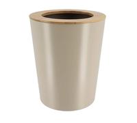 TENDANCE Poubelle de salle de bain 5L en métal Taupe avec couvercle en Bambou