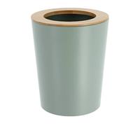 Tendance - Poubelle metal evasee avec couvercle bambou 5l - vert eucalyptus