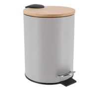 Tendance - Poubelle metal frein de chute 3l - gris clair bambou