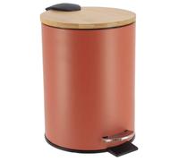 Poubelle Metal Frein De Chute 3l - Terracotta/bambou - TENDANCE
