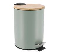 Tendance - Poubelle Métal Frein de Chute 3l - Vert Eucalyptus/Bambou - Salle de Bain - Poubelles et Brosses WC