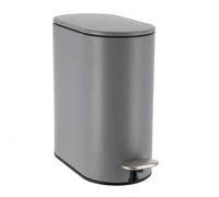 Tendance - Poubelle metal ovale 5l frein de chute pedale acier inox - gris