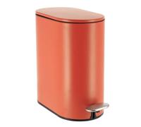 Tendance - Poubelle metal ovale 5l frein de chute pedale acier inox - terre de sienne