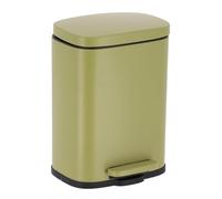 Tendance - Poubelle metal rectangulaire 5l frein de chute a pedale - vert olive