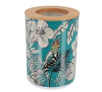 TENDANCE - Poubelle PP Imprimee avec Couvercle Bambou 5l - Jungle Fever Bleu