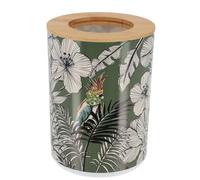 TENDANCE - Poubelle PP Imprimée avec Couvercle Bambou 5l - Jungle Fever Kaki - Salle de Bain - Themes