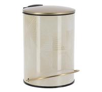 Tendance - Poubelle Ronde Métal Imprimé/Couvercle Dore Frein de Chute 3L - Chicissime - Salle de Bain - Poubelles et Brosses WC