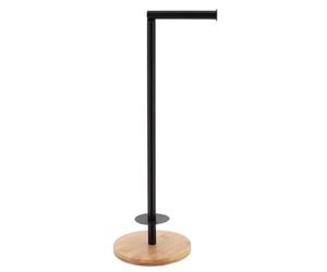 Tendance - Réserve et Dérouleur Papier WC Bambou Métal - Noir - Salle de Bain - Accessoire Utilitaire