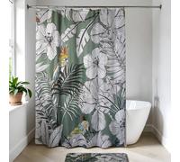 TENDANCE - Rideau de Douche Polyester 180x200 cm - Jungle Fever Kaki - Salle de Bain - Rideaux