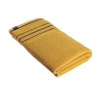 TENDANCE Drap de Bain 100% Coton Bicolore Jaune Ocre et Noir 90 x 150 cm