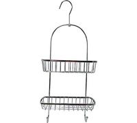 TENDANCE Serviteur de douche 2 Paniers en métal chrome avec crochet H 55 cm