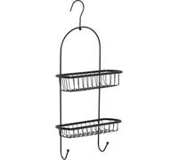 TENDANCE Serviteur de Douche 2 Paniers en métal Noir avec Crochet H 55 cm