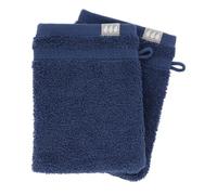 TENDANCE - Set de 2 Gants de Toilette 15x21 cm 100% Coton - Bleu Marine
