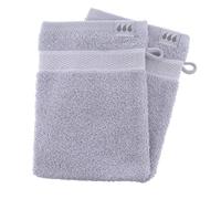 TENDANCE - Set de 2 Gants de Toilette 15x21 cm 100% Coton - Gris Clair