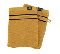 TENDANCE - Set de 2 Gants de Toilette 15x21 cm 100% Coton - Ocre Noir