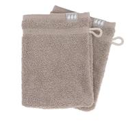 TENDANCE - Set de 2 Gants de Toilette 15x21 cm 100% Coton - Taupe