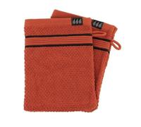 TENDANCE - Set de 2 Gants de Toilette 15x21 cm 100% Coton - Terre de Sienne Noir