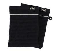 Tendance - Set de 2 gants de toilette 15x21cm 100% coton nid d abeille - noir