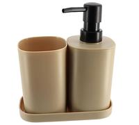 Tendance - Set de 3 accessoires pp gobelet + distributeur + porte savon - beige