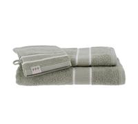 Tendance - Set de 3 pieces 100% coton 1 gant 1 serviette 50x90 cm 1 serviette 70x130 cm - vert sauge
