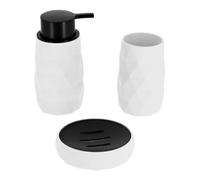 Tendance - Set Gobelet Distributeur à Savon et Porte Savon ABS + Rubber - Blanc - Salle de Bain - Accessoire Salle de Bain à Poser