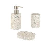 Tendance - Set Gobelet Distributeur et Porte Savon Ciment - Terrazzo - Salle de Bain - Accessoire Salle de Bain à Poser